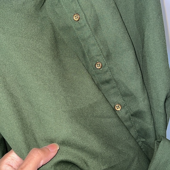 Olive Green Button Down Top - Picture 4 of 10